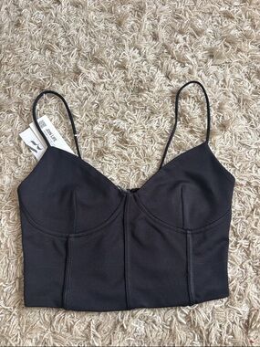 Zara Black Cropped Bustier Tank Top